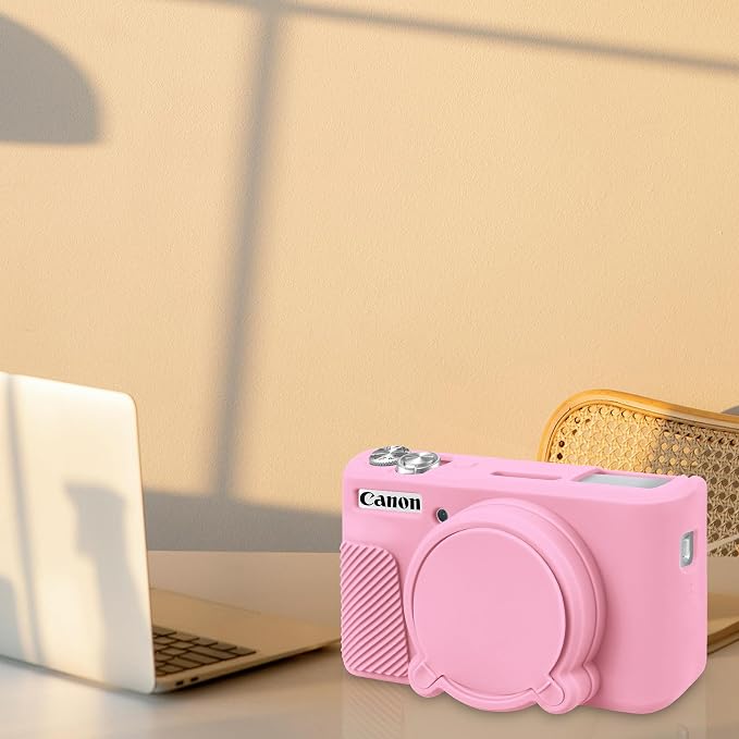 BOVKE Silicone Camera Case for Canon PowerShot SX740 / SX730 Digital Camera, SX740 HS Soft Protective Case Cover Rubber Camera Slim Fit Sleeve with Removable Lens Cover, Pink - Image 7