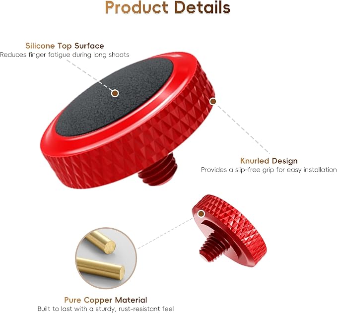 JJC Camera Soft Shutter Release Button for Fuji Fujifilm Leica Nikon Sony | Red Shutter Button for Fujifilm X100VI X-T50 X-T30 III II X-T5 X-E5 X-M5 X Half Leica Q3 M10 M9 Nikon Zf Df F3 Sony RX10 IV - Image 5