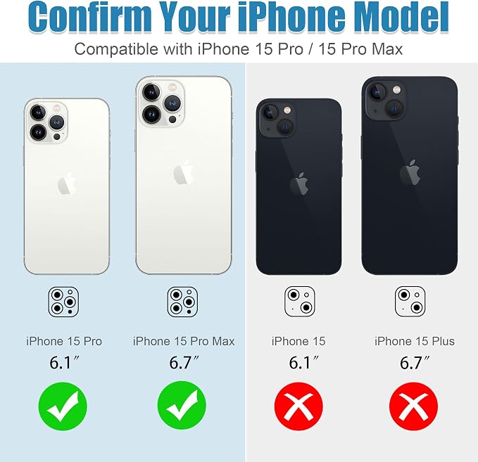 AGVEE 3+3 6 Pack for iPhone 15 Pro & Max Camera Lens Protector Cover | Individual Bling Diamond & Bling Glitter Sparkle Cute Gem Metal Ring, 9H Tempered HD Glass - Image 2