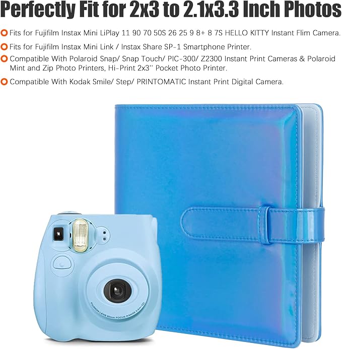 Veicevol 256-Pocket 2x3 Photo Album for Instax Mini and Polaroid | PU Leather Cover Keeps, Fits Instax Mini and Polaroid 2x3 Photos, Protects Travel, Wedding and Family Memories - Image 7