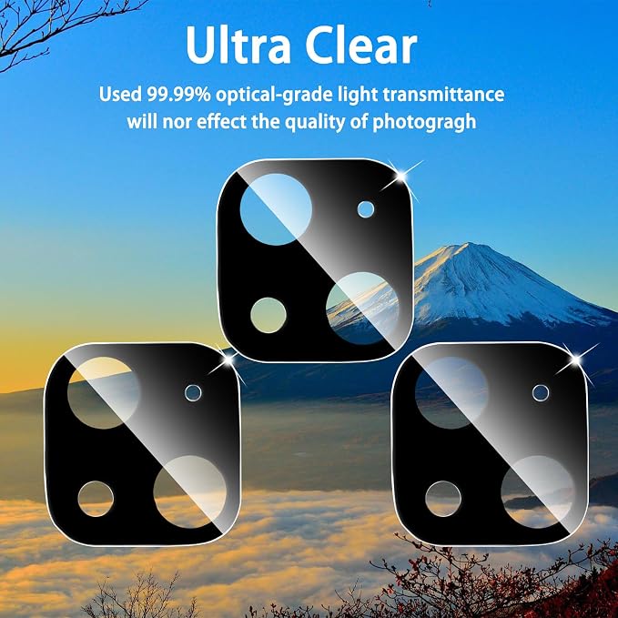 Dengduoduo 3 Pack Camera Lens Protector for iPhone 14 6.1" & iPhone 14 Plus 6.7", Tempered Glass, Ultra HD, 9H Hardness, Anti-Scratch, Case Friendly, Easy to Install [No Affect on Night Shots] - Image 3
