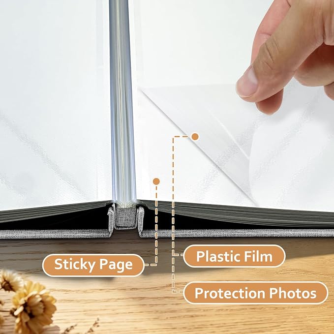 Large Photo Album Self Adhesive Scrapbook Album for 4x6 5x7 8x10 Pictures DIY Photo Book as Scrapbooking Supplies Kits, Birthday Gifts for Women Mom Wedding Baby Family Travel - Image 5