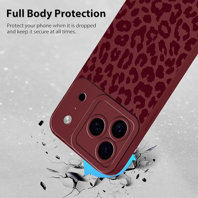 Cute Burgundy Cheetah Print Phone Case for iPhone 17 Pro Max 6.9" | Aesthetic Leopard Pattern Design Cover Full Camera Lens Protective Shockproof Soft Slim TPU Funda for Women Girls - Image 3