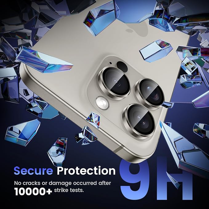 Tensea Camera Lens Protector for iPhone 15 Pro/Pro Max, 9H Tempered Glass, Metal Ring for 6.1/6.7 inch - Image 5