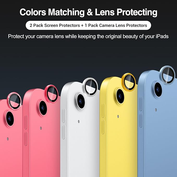 ProCase 2 Pcs Screen Protector for iPad A16 10th with Camera Lens Protector | Tempered Glass for 11" iPad 2025 11th & 10.9 10th Generation -Glitter Pink - Image 3