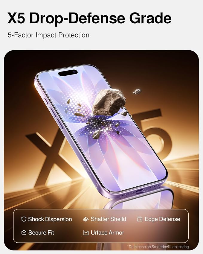 SMARTDEVIL 2 Pack Tempered Glass Screen Protector for iPhone 17 | SmartPull Box Bubble-Free Instant Install Applicator, 9H Military-Grade Protection, Case-Friendly - Image 5