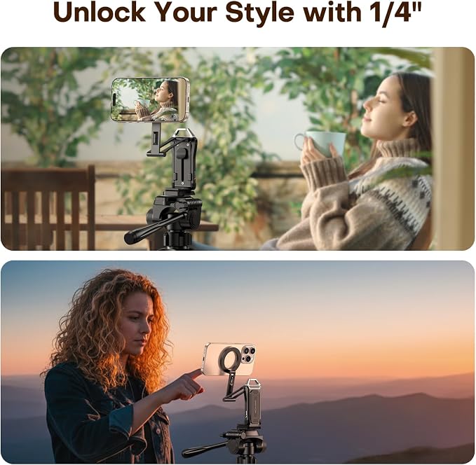 OMOTON TP02 360°Rotating for MagSafe Tripod, Upgrade with 1/4" Screw, Arca | Adjustable Magnetic Phone Tripod for iPhone 17/16/15 Pro Max Air, Foldable Selfie Stick Fits Vlog, Gym, Travel, Black Pro - Image 3