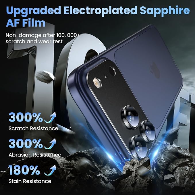 Uyiton for iPhone 17 Pro Camera Lens Protector, Metal Frame Glass Cover | Not Easy to Break, Strong Adsorption, Case-Friendly, Metal 9H Sapphire Glass Rear Camera Screen Cover, Black Titanium - Image 7