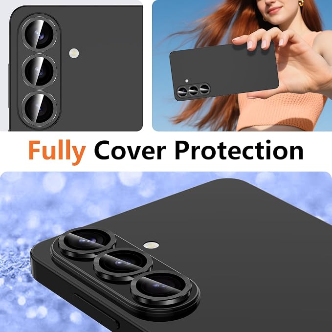 for Samsung Galaxy S26 Camera Lens Protector, Individual Metal Ring Tempered Glass Lens Cover, [Strong Adsorption] Scratch Resistant Ultra-Thin HD Clear Lens Cover, 1 Set-Black - Image 8