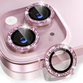 Choiche for iPhone 15/15 Plus Camera Lens Protector Bling, Glitter-Pink | Ultra HD, 9H Tempered Glass Camera Cover Screen Protector Metal Individual Ring Decoration Accessories, 2-Lens, 6.1/6.7-inch by Choiche