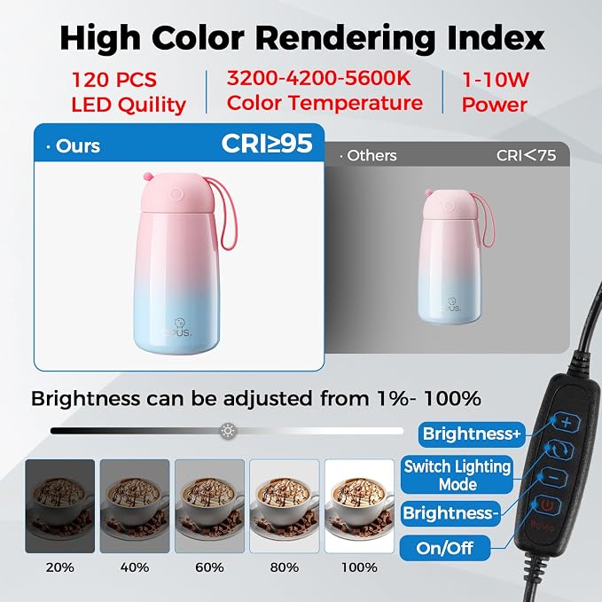 Photo Light Box, 16"x12"x12" Foldable Photography Light Box with CRI>95 120 Light Beads. Dimmable Shooting Tent Kit with White and Warm Light. 6 Color Backdrops Photo Booth for Studio Products Display - Image 5