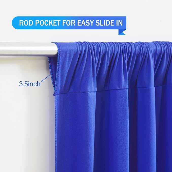 Royal Blue Backdrop Curtain 2 Panels-Wrinkle-Free Royal Blue Curtains Polyester Photography Drapes for Baby Shower Birthday Party Photo Background Backdrop Stand- 8 X10FT - Image 6