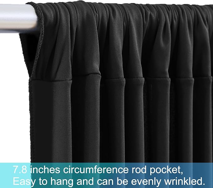 4 Panels Black Backdrop Curtains for Wedding Party Wrinkle Free Backdrops Curtain Drapes Fabric Decorations Photo Back Drop Cloth for Baby Shower Photography Stage Reception 20ft(W) x 12ft(H) - Image 8