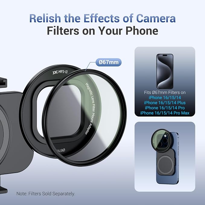 67mm Phone Lens Filter Adapter Mount for iPhone 16 15 14 Pro Pro Max Plus | Double-Sided Magnetic Phone Lens Filter Ring with 1/4-2" Screw & Cold Shoe Mount Pull-Out to fit 16 15 Pro Max (No Filters - Image 5