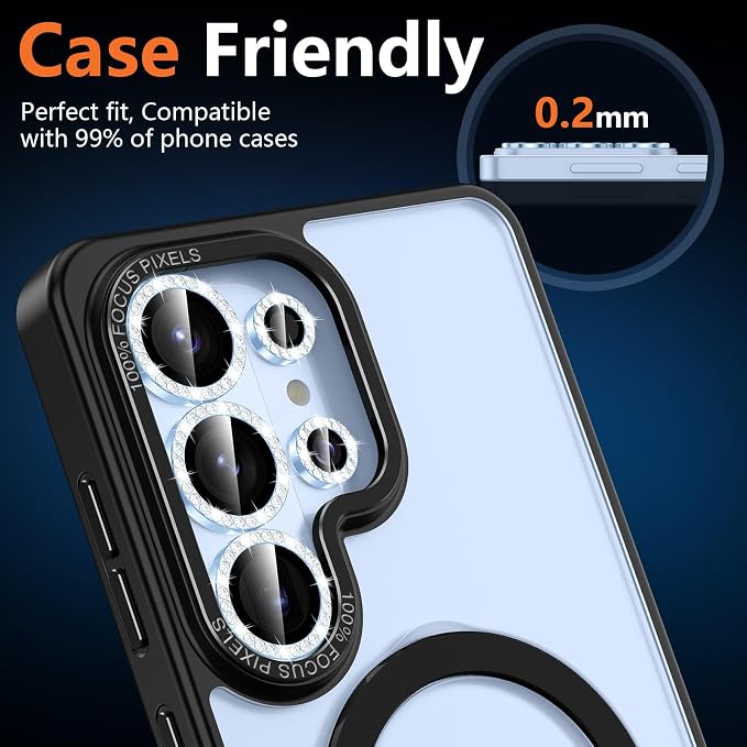for Samsung Galaxy S26 Ultra Camera Lens Protector, Individual Metal Ring Tempered Glass Lens Cover, [Strong Adsorption] Scratch Resistant Ultra-Thin HD Clear Lens Cover, 1 Set-Blue Diamond - Image 6