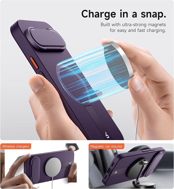 SURITCH for Google Pixel 10 Pro XL Phone Case, Compatible with MagSafe, Protective Cover with Camera Cover & Adjustable Metal Kickstand for Pixel 10 Pro XL 2025 -Dark Purple - Image 5