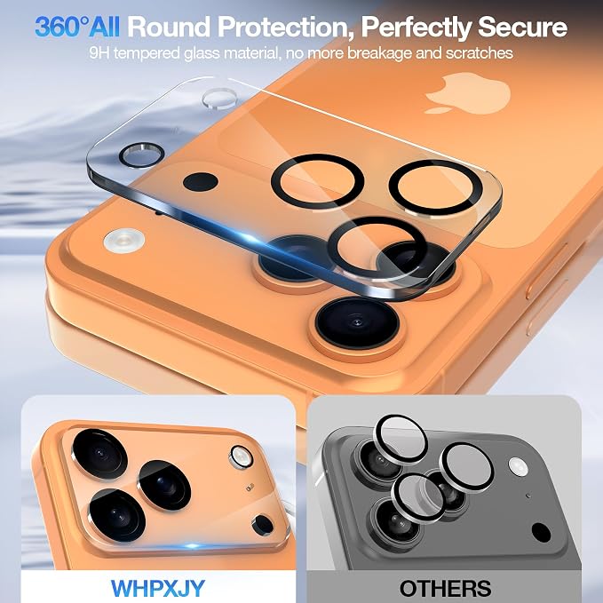 WHPXJY 2025 New Upgrade for 3 pack iPhone 17 Pro Camera Lens Protector-Tempered Glass Cover, 9H+ Shatterproof/Anti-scratch/Maintains Original Clarity/Easy to Install - Image 2
