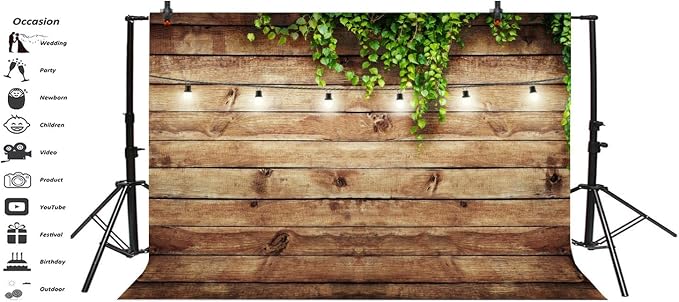 7x5ft Rustic Background for Photography Green Leaves Woodlands Photos Backdrops Wood Plank Backdrops for Weddings Birthday Baby Shower Party Barn Farmhouse Decorative Banner - Image 4