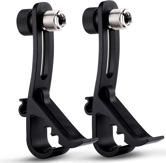 Facmogu 2PCS Drum Microphone Clip, Adjustable Mic Mount Clamp Holder | Mic Securing Clip Shockproof Drum Mounts | For Professional Drum Recording Studio Drum Recording Musical Instrument by Facmogu