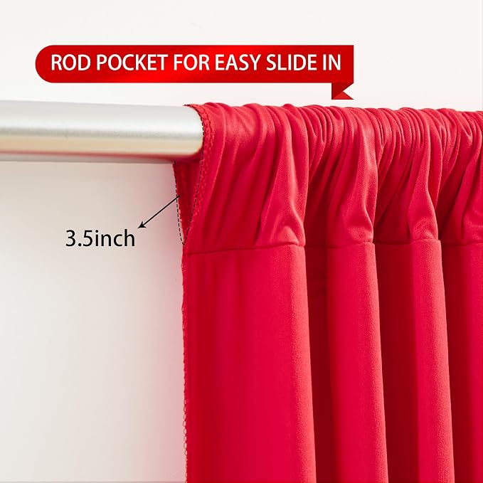 Red Backdrop Curtains 2 Panels-Wrinkle-Free Polyester Photography Drapes Party Photo Backgrounds for Wedding Christmas Photo Backdrops- 8 X10FT (Red) - Image 6