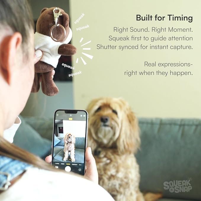 Dog Camera Attention Grabber, Photo Prop for Pet Photography, Baby and Newborn Photos, Plush Squeaker Bluetooth Shutter Release Remote, Attention Getter, iPhone & Android - Image 3