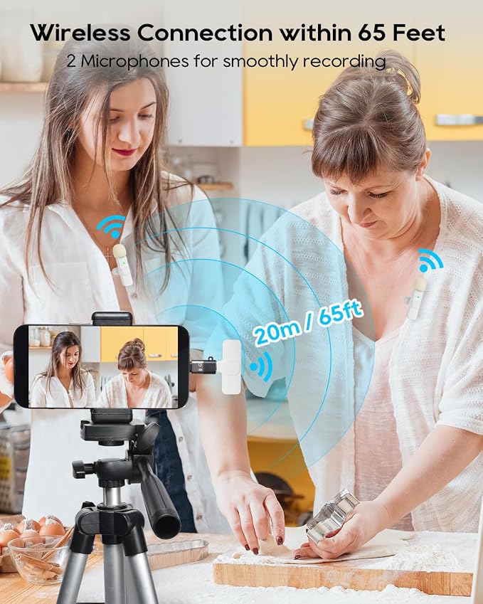 Mini White Microphone for iphone Android Phone Tablet ipad PC, Usb C Wireless Lavalier Mic for Video Recording Vlogging Youtube Tiktok Podcast Interview content creators, Tiny Microphones Clip on Mics - Image 6