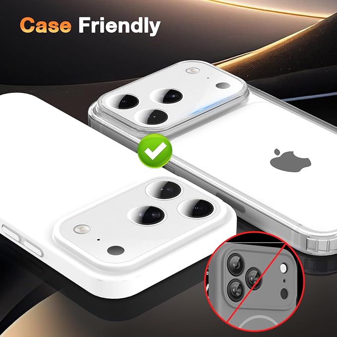 YWXTW [0 Bubbles for iPhone 17 Pro Camera Lens Protector, Full Coverage Tempered Glass Lens Screen Protector for iPhone 17 Pro Accessories, Case Friendly, HD Clear, 3 Pack (Silver) - Image 5