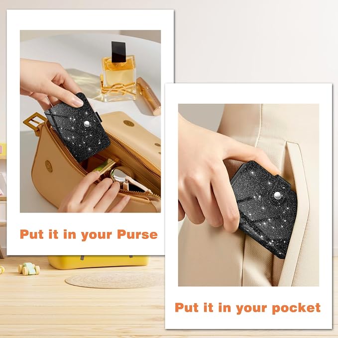 Fintie Mini Photos Album Book for 2x3 Inch Films - 52 Pockets Small Albums | For Fujifilm Instax Mini, Polaroid Hi-Print Pictures, Portable Kpop Photocard Holder, Travel Memory Book, Glittering Black - Image 6