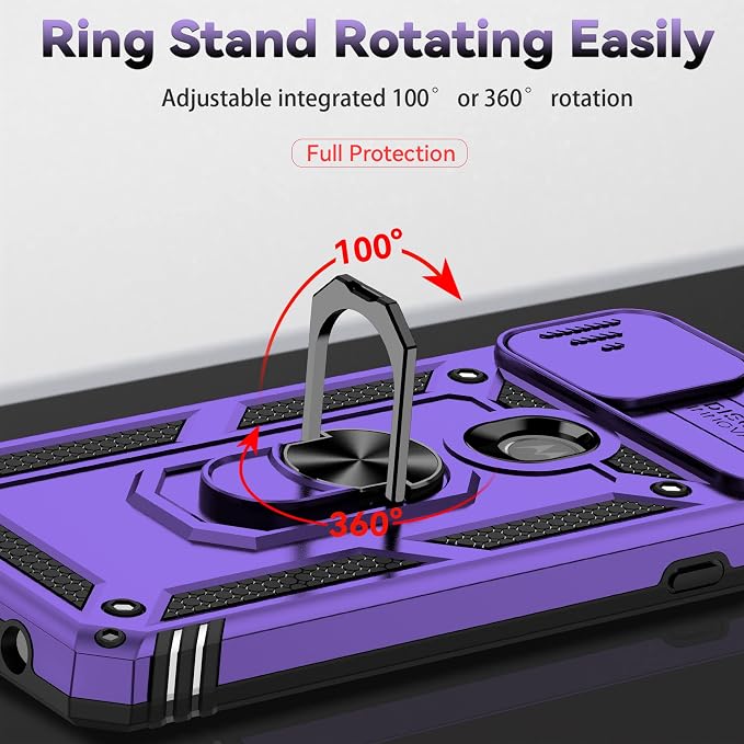 for Moto One 5G Ace Case Moto G 5G(2020) Case,with Nano Explosion-Proof Film[2 Pack], Military Grade Shockproof with Kickstand Protective Case for Motorola Moto One 5G Ace,Purple - Image 6