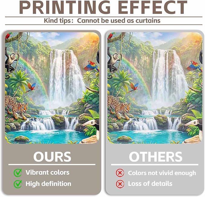 Fabric 8x6ft Rainforest Wild Animals Backdrop Jungle Safari Banner | Summer Tropical Scenery Waterfall Photography Background, School Event Party Decorations, Classroom Photo Props, Polyester - Image 4