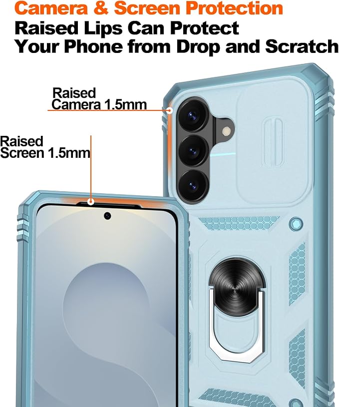 Gritup for Samsung Galaxy S26 Case with Slide Camera Cover | 2*Screen Protector, Build in 360° Rotating Ring Kickstand, Military Grade Protective Cover for Samsung S 26, Green - Image 5