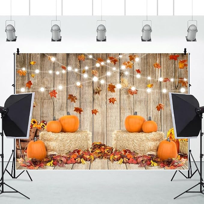12x10ft Fall Thanksgiving Halloween Photo Backdrop Fall Backdrops for Photography Autumn Pumpkin Harvest Barn Background Friendsgiving Party Supplies Farm Harvest Banner Decor Photo Props - Image 3