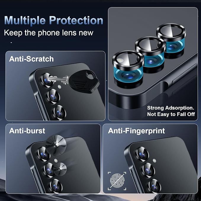 Korecase for Galaxy S25 Camera Lens Protector, 9H Tempered Glass Anti Scratch Camera Screen Protector Film Shcokproof Metal Ring Lens Protector for Galaxy S25,Black - Image 4