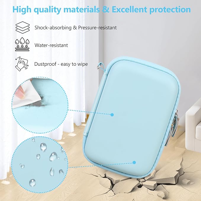 Carrying Case Compatible with Fujifilm Instax Mini EVO Instant Camera, INSTAX MINI EVO Camera Storage Holder Travel Bag with Mesh Pocket for Photos, USB Cables, Film, Blue - Image 5