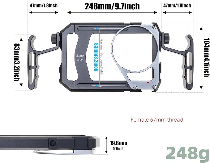 FocusFoto Universal Phone Cage with 67mm Variable Fader ND Filter, Smartphone Video Rig Kit with Dual Handles, Handheld Filmmaking Vlogging Case Stabilizer for Videomaker - Image 6