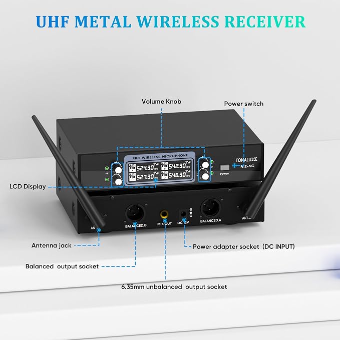 4 Channel Wireless Microphone System with Metal Receiver, 4 Handheld Mics, Independent Volume Control, 262ft Range, UHF Karaoke Mic Set for Home Party, Classroom, Church, Wedding, Events - Image 6