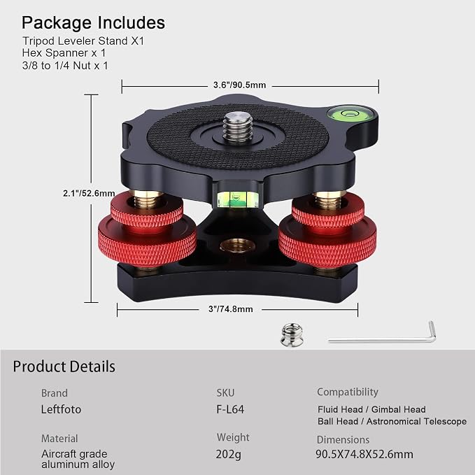 Tripod Leveler Stand with +/-5 Degree Precision Adjustment Bracket for Seestar s50/Panoramic Head Ball Head Video Head and Tripod - Image 9