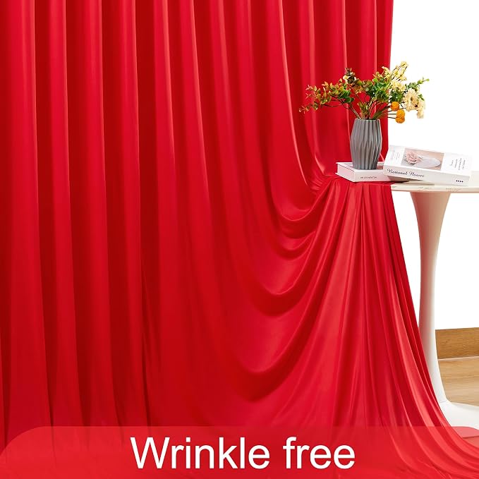 4 Panels Red Backdrop Curtain for Parties Wedding Wrinkle Free Red Photo Curtains Backdrop Drapes Fabric Decoration for Birthday Party Baby Shower Christmas 20ft(W) x 10ft(H) - Image 6
