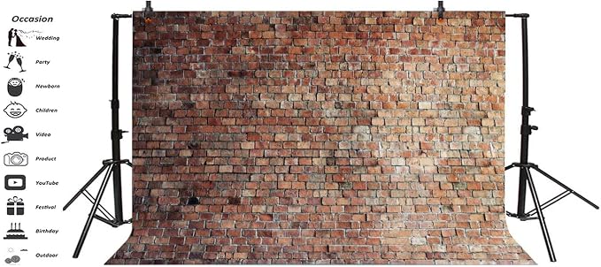 Vintage Red Brick Wall Backdrop for Photography 5x3ft Rustic Old Brick Wall Photography Background Newborn Baby Shower Kids Adult Portrait Background Birthday Cake Table Photo Booth Studio Prop - Image 6