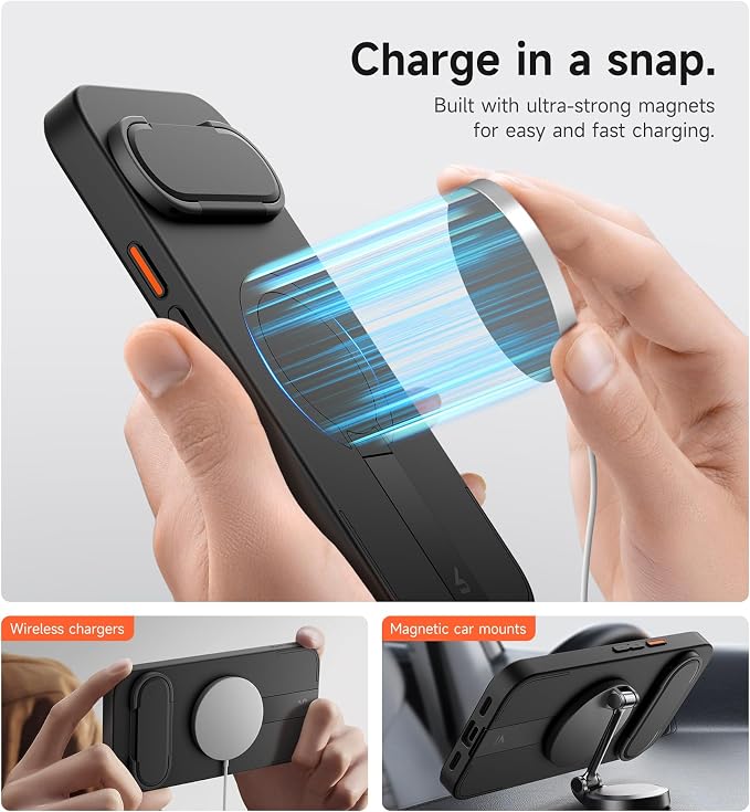 SURITCH for Google Pixel 10 Pro XL Phone Case, Compatible with MagSafe, Protective Cover with Camera Cover & Adjustable Metal Kickstand for Pixel 10 Pro XL 2025 -Black - Image 3