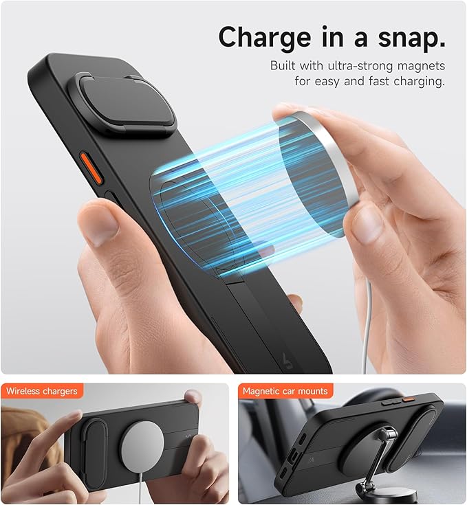 SURITCH for Google Pixel 10/10 Pro Phone Case, Compatible with MagSafe, Protective Cover with Camera Cover & Adjustable Metal Kickstand for Pixel 10/10 Pro 2025 -Black - Image 3