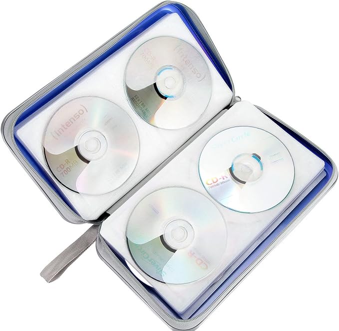 Siveit CD Case Holder, 80 Capacity CD/DVD Case Holders Wallet Hard Plastic CD DVD Disc Cases Storage Binder for Car Home Office Travel (Blue) - Image 5