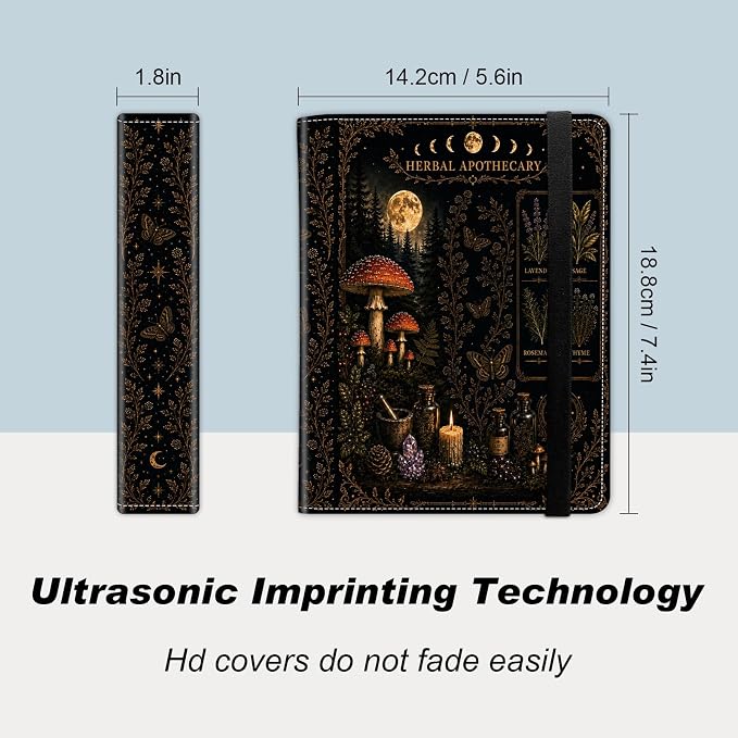 DEGDFSGR 5x7 Small Photo Album, 60 Pockets Holds 120 Photos | Slip-in pockets, black elastic band, portable for family, wedding, baby, travel photos, Witchy Forest Mushroom Herbs - Image 2