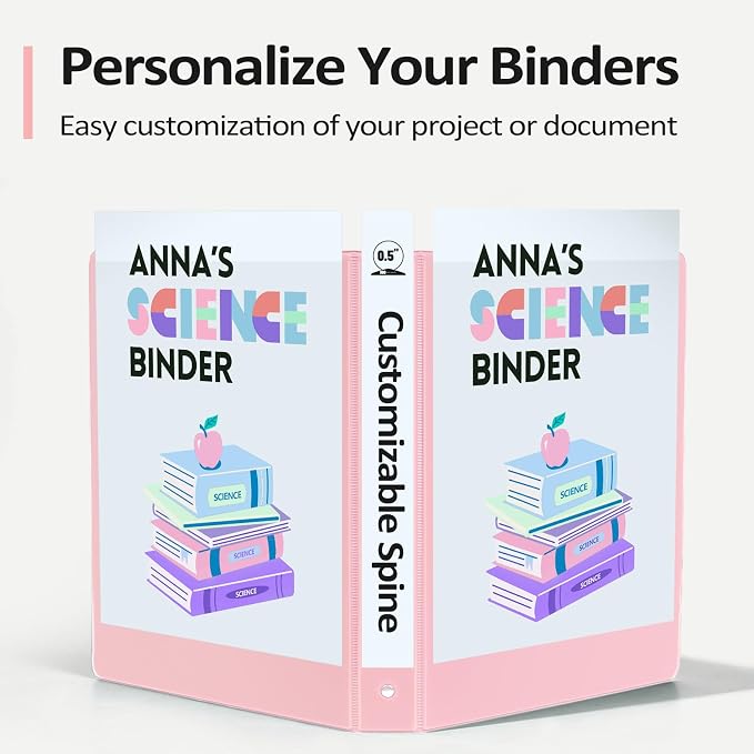BinderX 3 Ring Binder 1/2 Inch, 0.5" Clear View Binder, Olive Green, Letter | Extra Durable, PVC-Free, Customizable, Interior Pockets, 100-Sheet Capacity, Eco-Friendly, Reinforced Hinge, School, Office - Image 4
