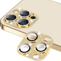 for iPhone 13 Pro & iPhone 13 Pro Max Camera Lens Protector, Bling 3D Rhinestone Diamond 9H Tempered Glass Camera Cover Anti Scratch Shockproof Metal Lens Screen Full Protective Cover - Gold by Hsefo