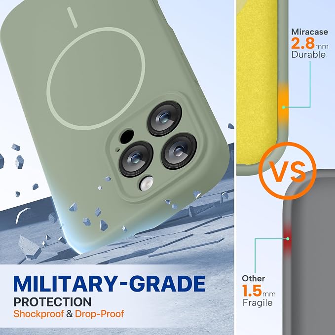 miracase Magnetic for iPhone 16 Pro Case, [Soft Anti-Scratch Microfiber Lining], Compatible with MagSafe, Liquid Silicone Case Shockproof Drop Protection Phone Case for 16 Pro,Patina Green | Compatible with MagSafe, Soft Microfiber Lining, Liquid Silic... - Image 3