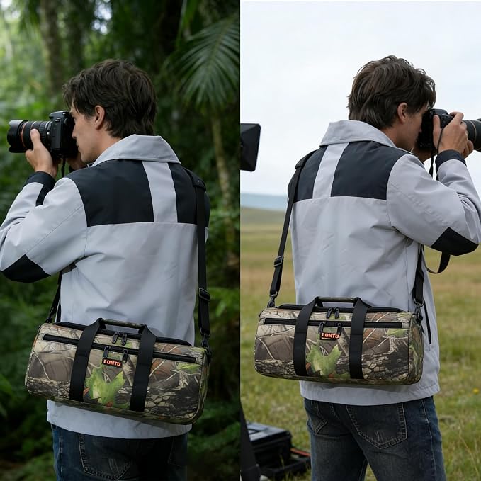 ZZQ&CCF Camera Lens Pouch Case for Canon RF 200-800/100-500,for Sony FE 200-600mm F5.6-6.3G,Compatible with Nikon Z 180-600, Portable Compact Outdoor Telephoto Lens Photography Bag -Black Camo - Image 7