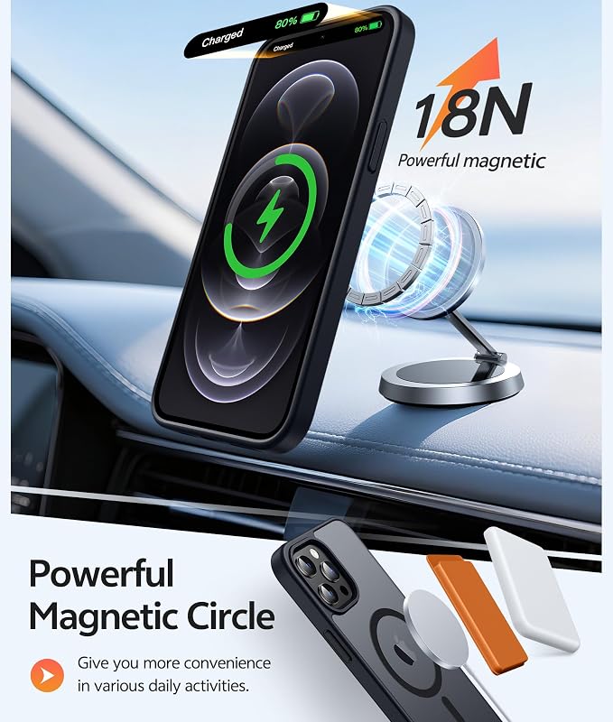 FNTCASE for iPhone 12 Pro Max Case, Fit for Magsafe, Translucent Matte Back | Strong Magnetic Charging, Shock Absorbent, 14FT Military Grade Drop-proof, Anti Slip, Black - Image 3
