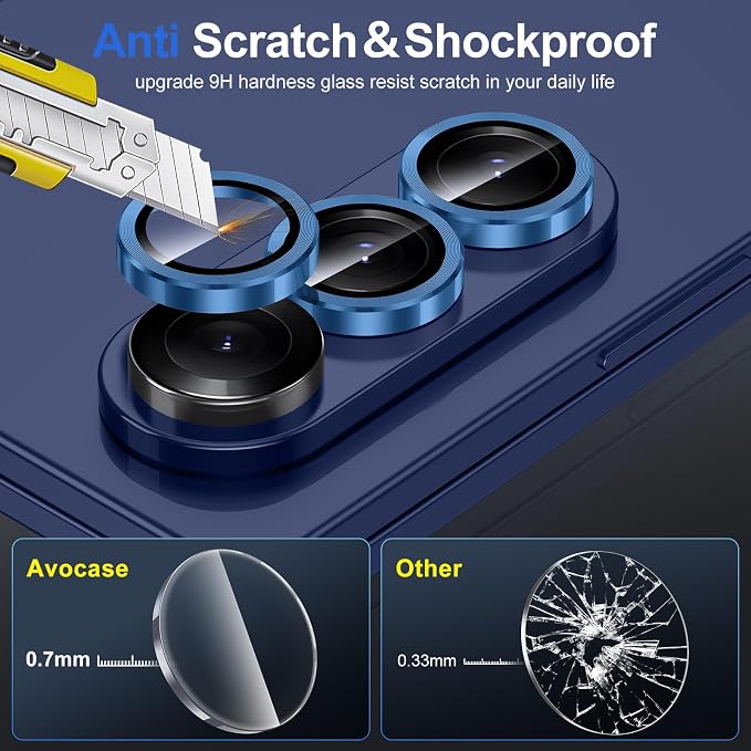 for Samsung Galaxy Z Fold 7 Camera Lens Protector, Individual Metal Ring Tempered Glass Lens Cover, [Strong Adsorption] Scratch Resistant Ultra-Thin HD Clear Lens Cover, 1 Set-Deep Blue - Image 3