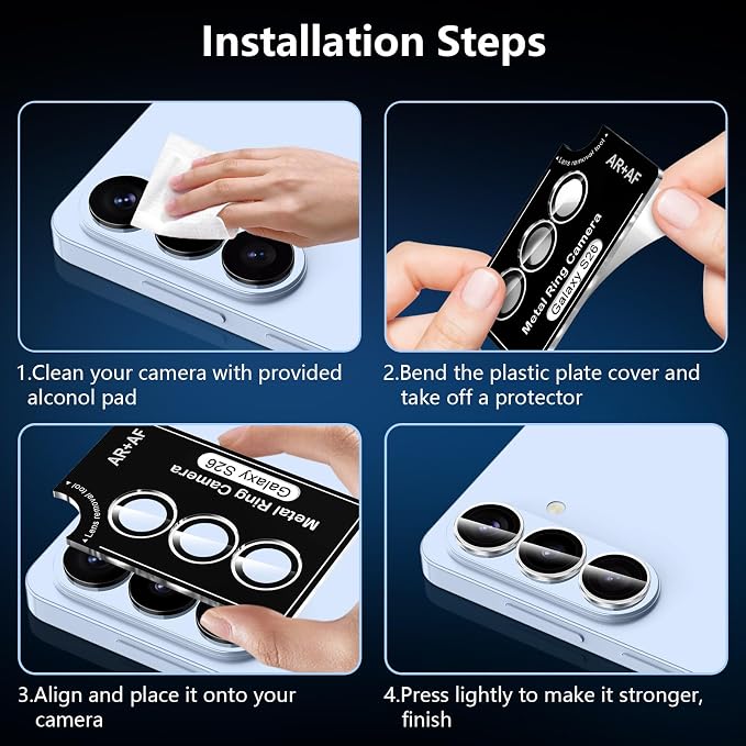 for Samsung Galaxy S26 Camera Lens Protector, Individual Metal Ring Tempered Glass Lens Cover, [Strong Adsorption] Scratch Resistant Ultra-Thin HD Clear Lens Cover, 1 Set-Clear Ring - Image 7